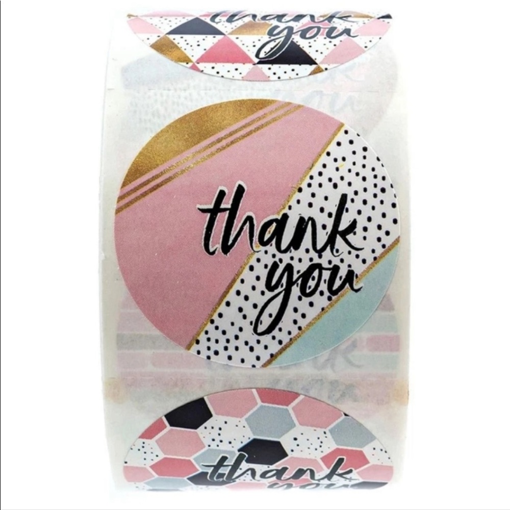 Geo designed thank you stickers 500PK 1"